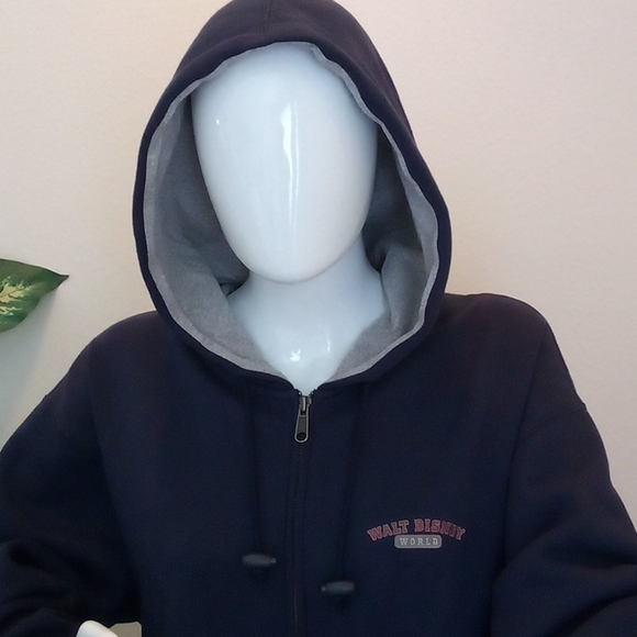 Disney World Hooded Navy Embroidered Sweatshirt with Full Front Zip - Picture 7 of 10